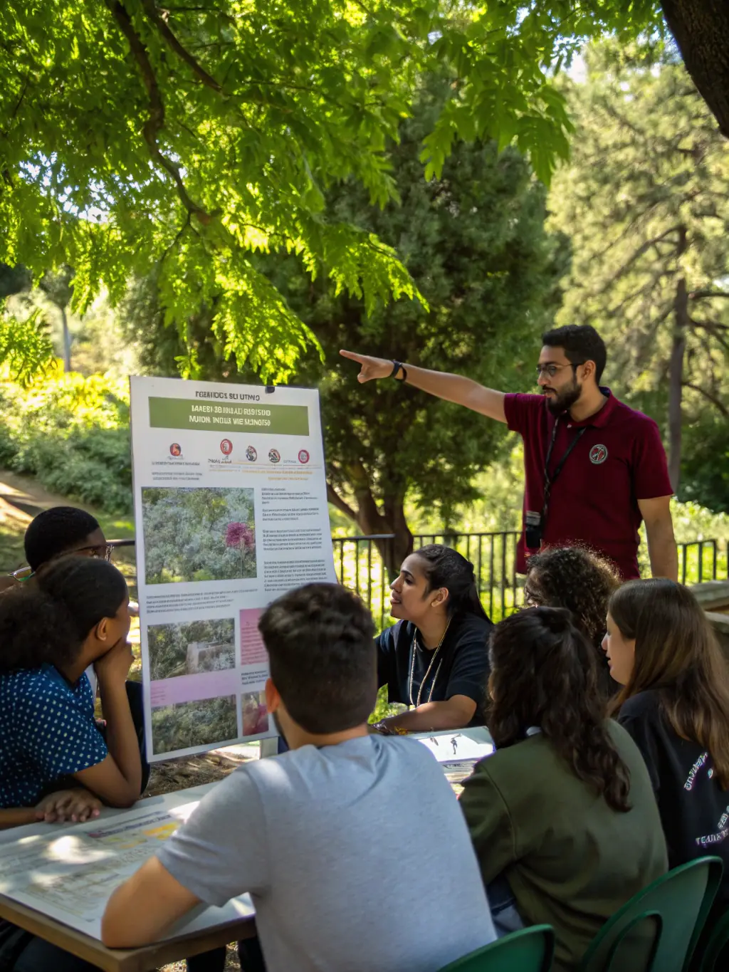 A photo of a community workshop where participants are learning about sustainable hunting and conservation techniques from experienced instructors.